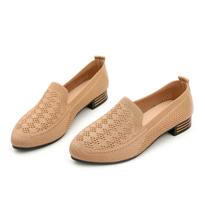 Women's Woven Knit Block Heel Loafers