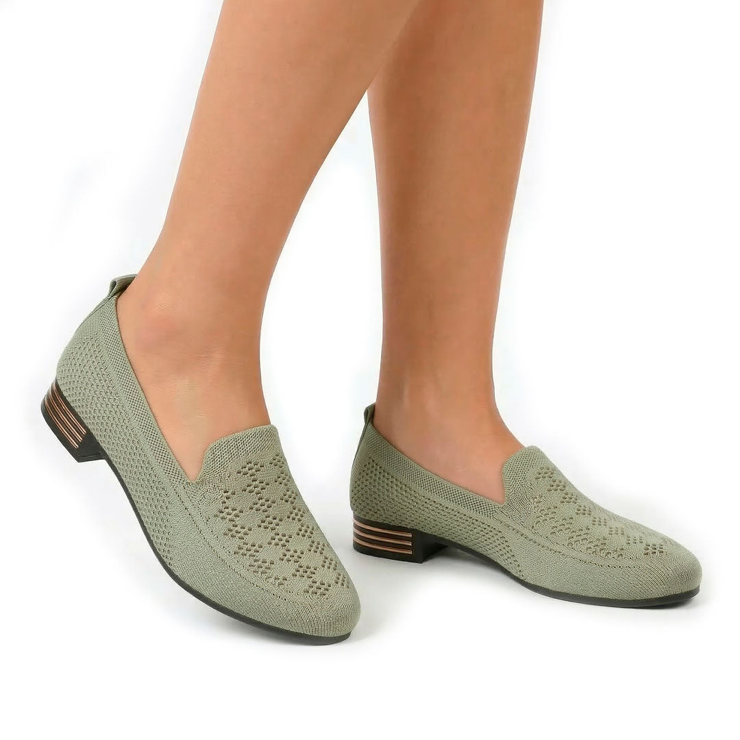 Women's Woven Knit Block Heel Loafers
