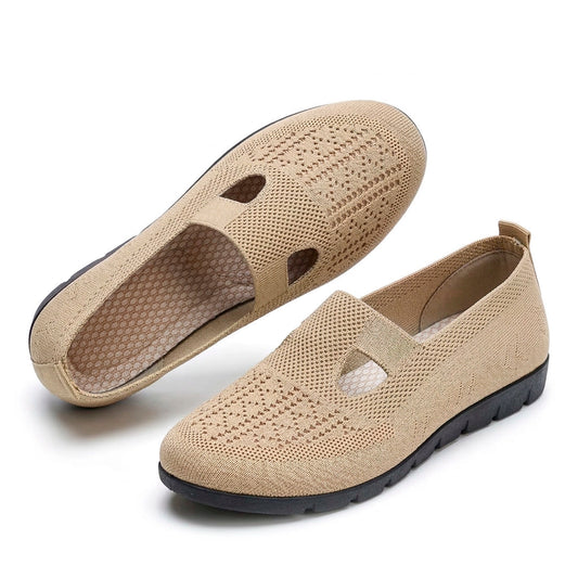 Women's Woven Knit Slip-On Flats with Cut-Out Detail