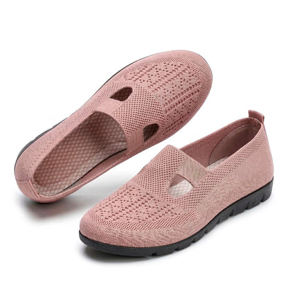 Women's Woven Knit Slip-On Flats with Cut-Out Detail