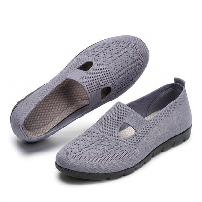 Women's Woven Knit Slip-On Flats with Cut-Out Detail