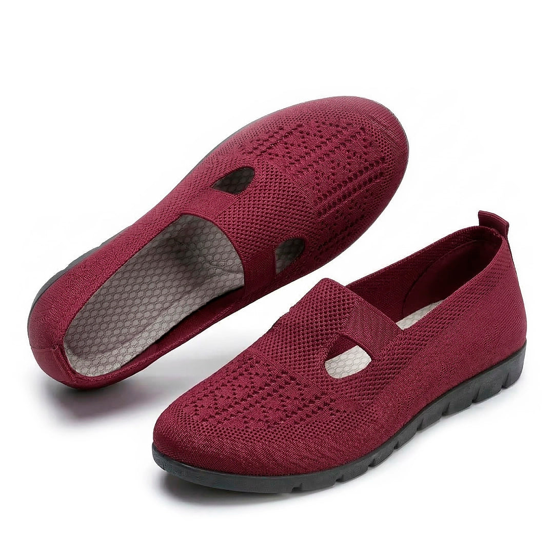 Women's Woven Knit Slip-On Flats with Cut-Out Detail