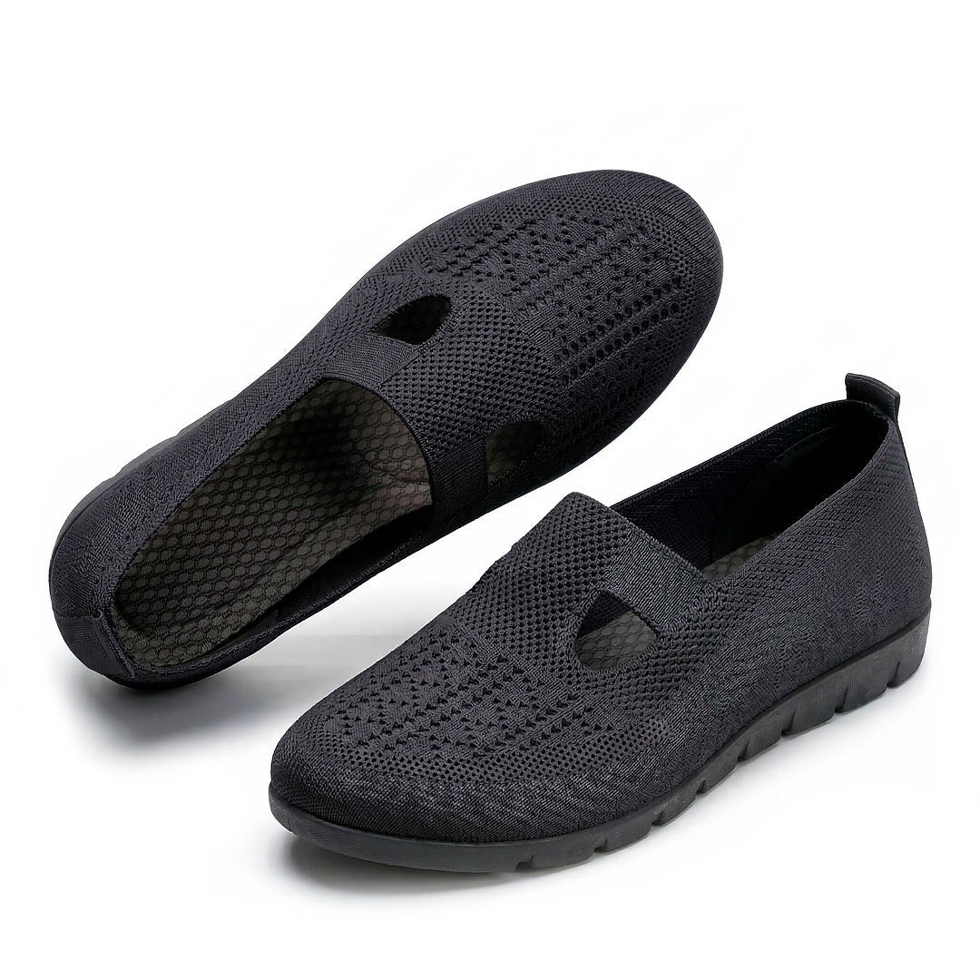 Women's Woven Knit Slip-On Flats with Cut-Out Detail