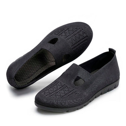 Women's Woven Knit Slip-On Flats with Cut-Out Detail