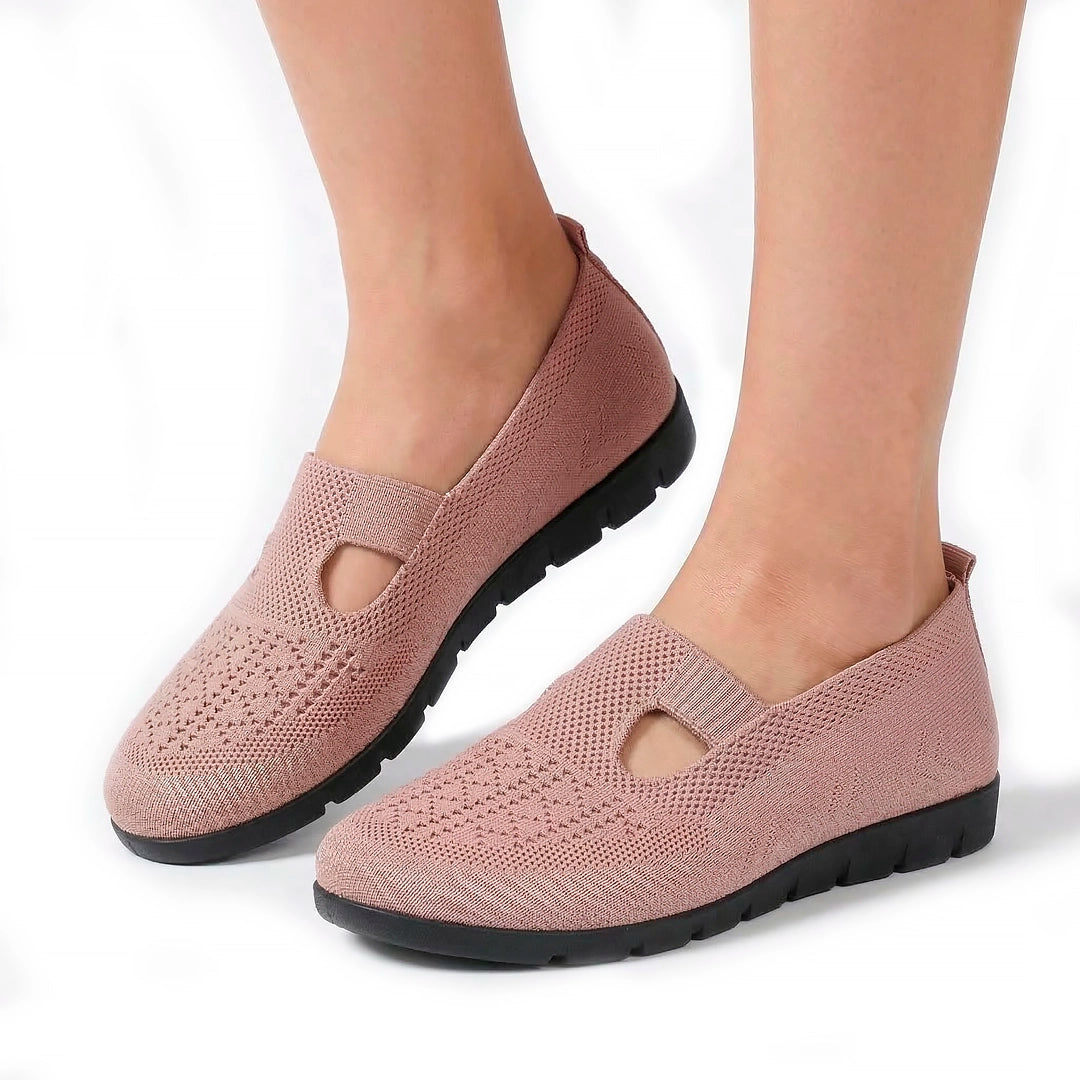 Women's Woven Knit Slip-On Flats with Cut-Out Detail
