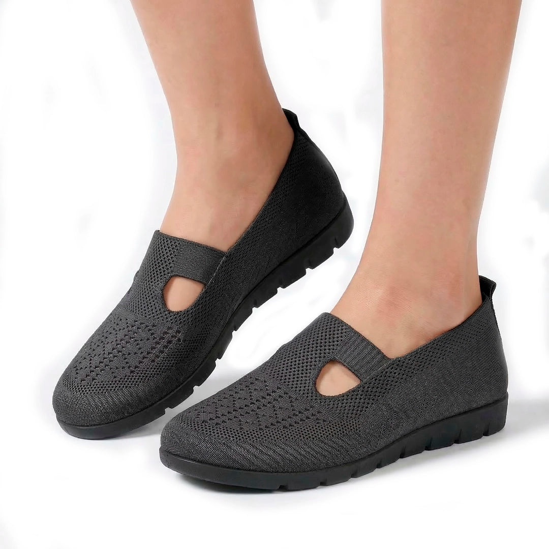 Women's Woven Knit Slip-On Flats with Cut-Out Detail