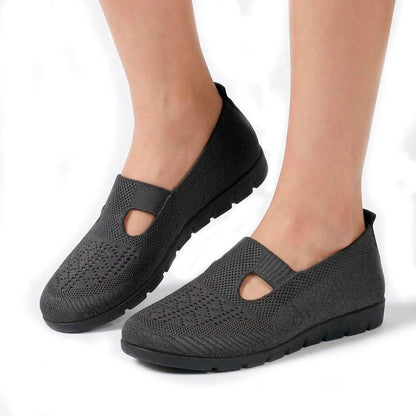Women's Woven Knit Slip-On Flats with Cut-Out Detail