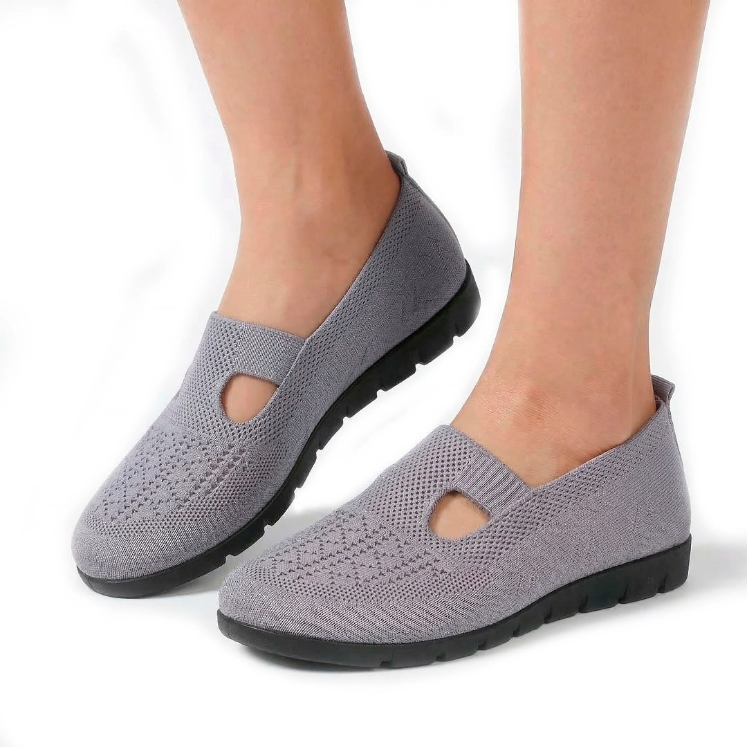 Women's Woven Knit Slip-On Flats with Cut-Out Detail